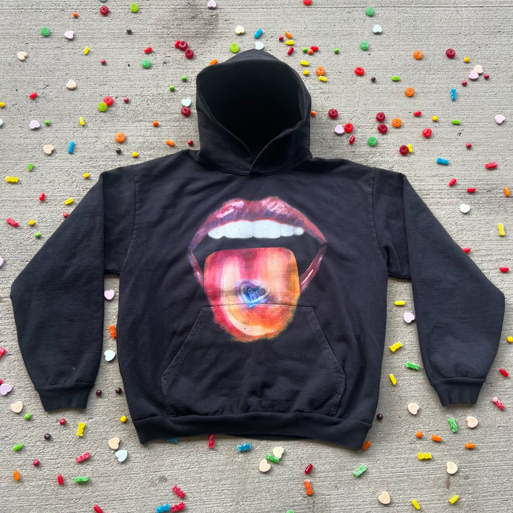 Fashion Lips Print Loose Hoodie