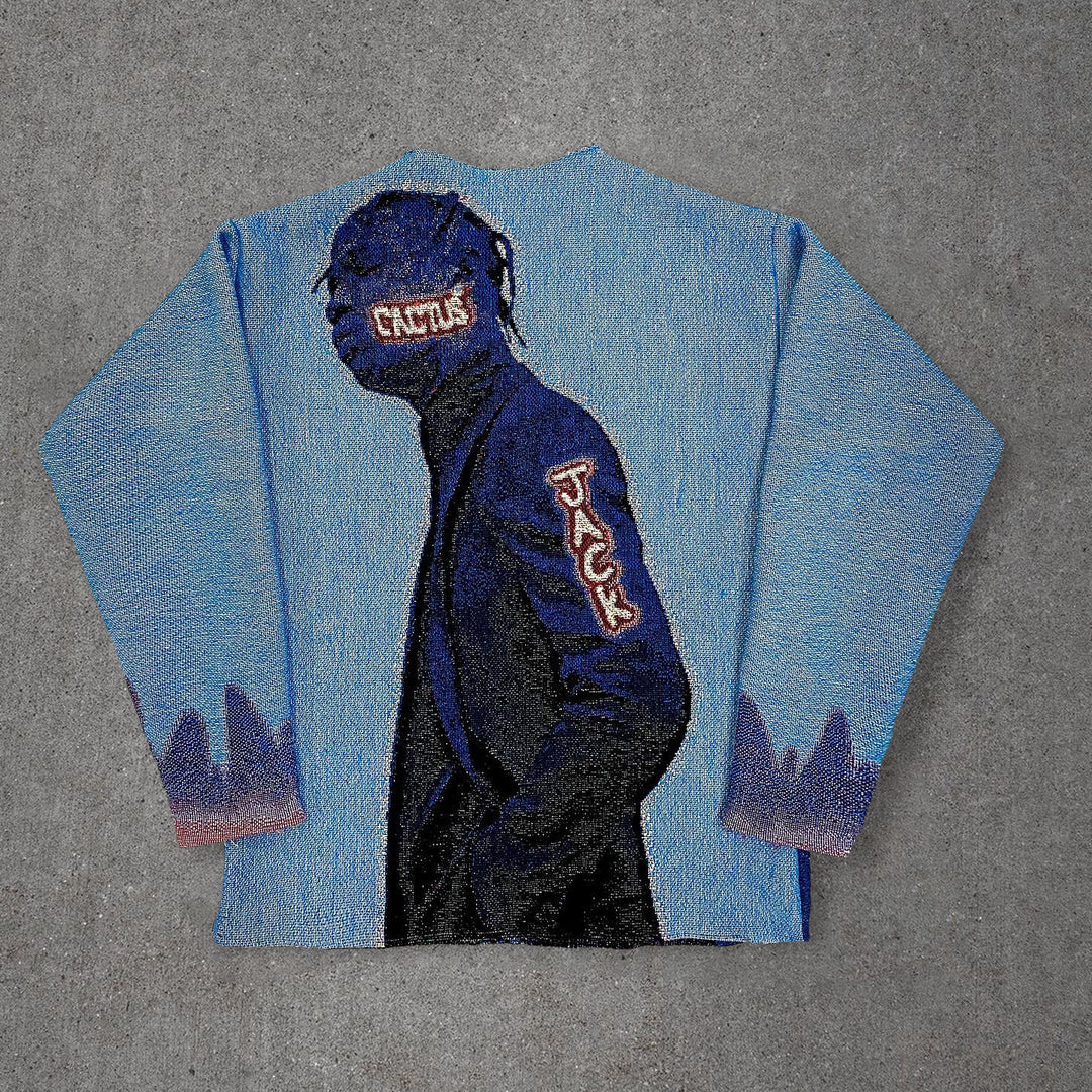 Trendy hip-hop tapestry sweatshirt