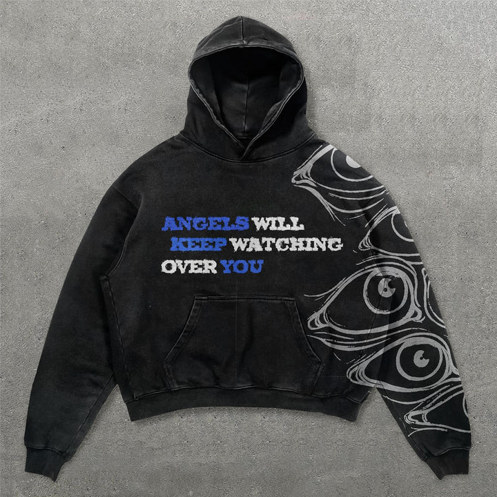 Angels Will Keep Watching Over You Print Long Sleeve Hoodies