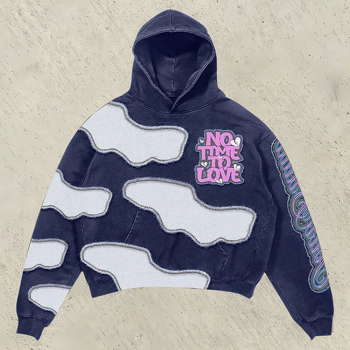 Stylish retro cloud print hoodie