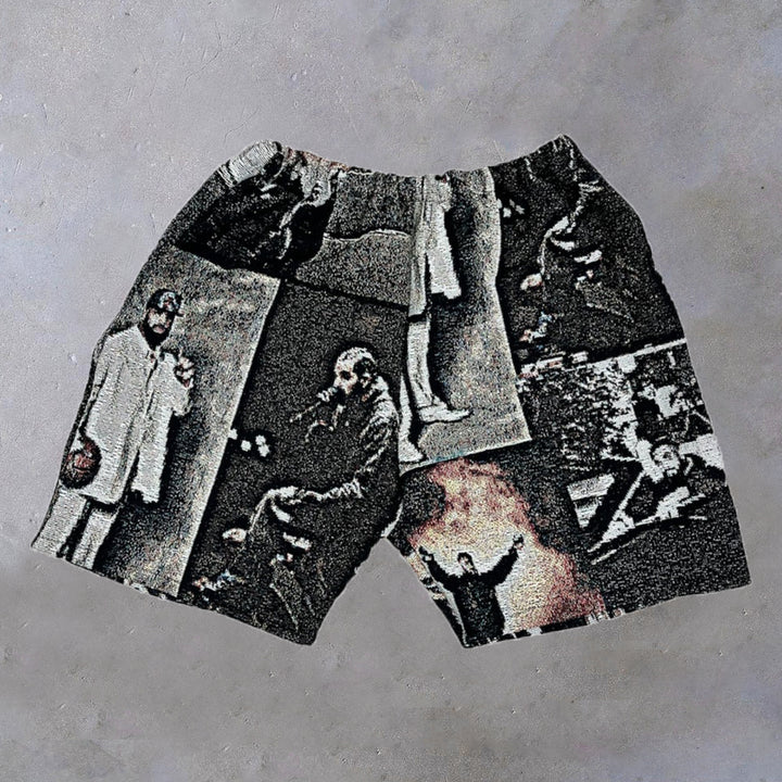 Retro personalized print tapestry shorts