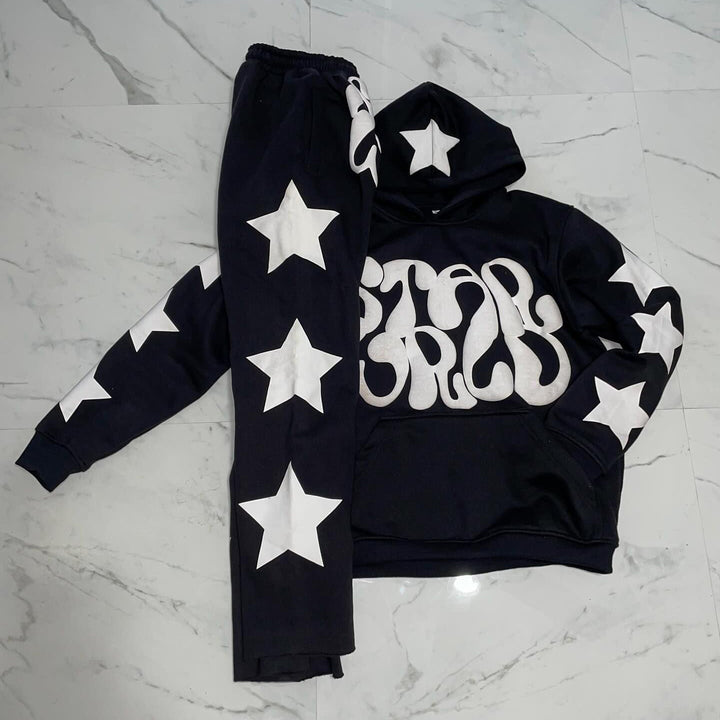 Letters Print Hoodie Sweatpants Two Piece Set