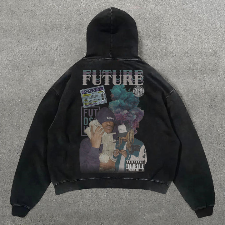 Future Print Long Sleeve Hoodies