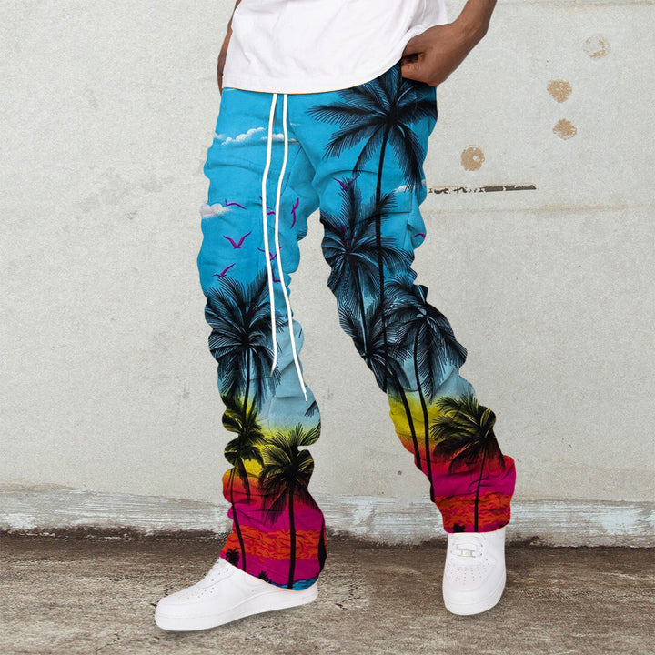 Coconut Tree Hawaiian Pattern Pile Pants