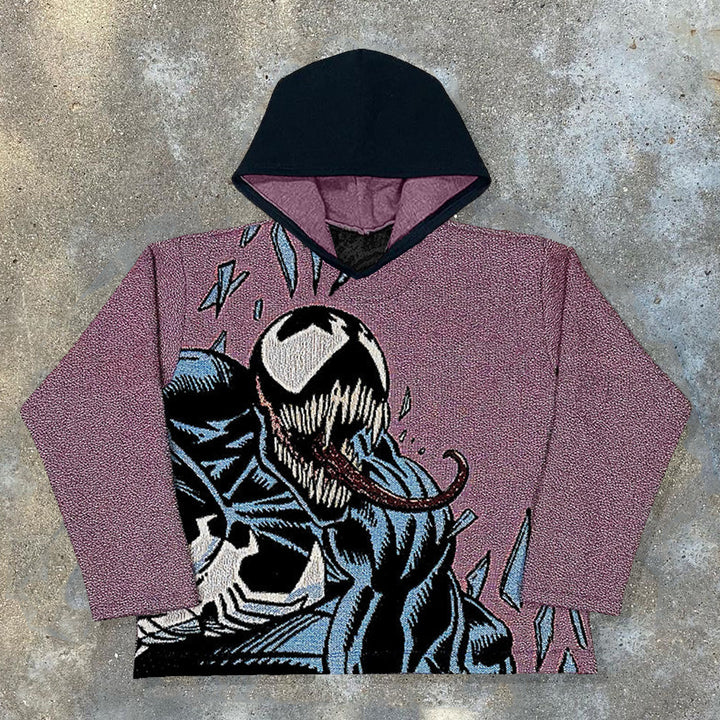 Venom Print Long Sleeve Tapestry Hoodies