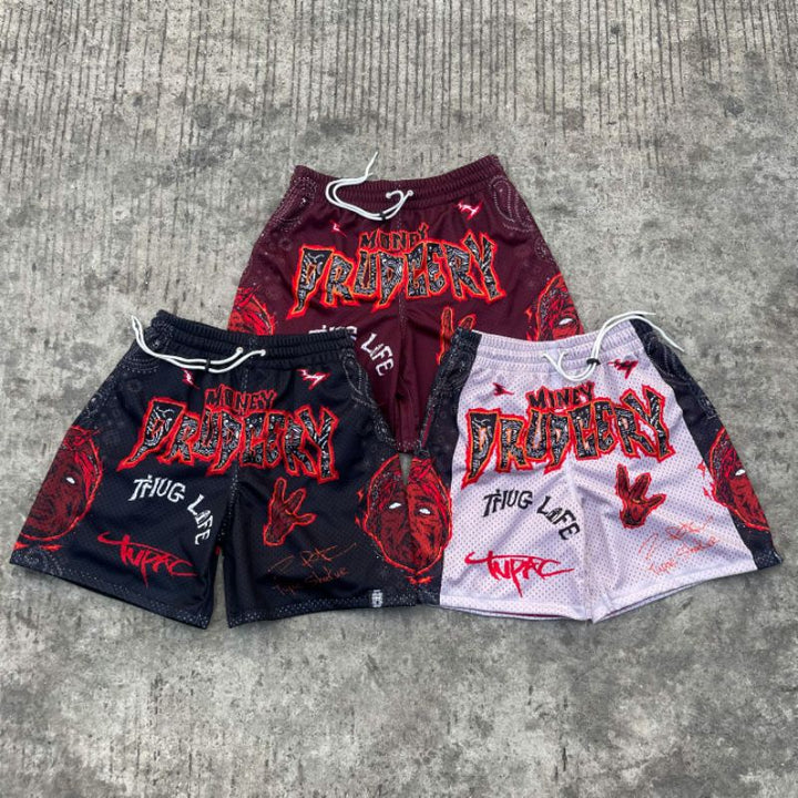 Street Rap Print Mesh Shorts