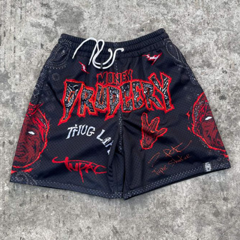 Street Rap Print Mesh Shorts