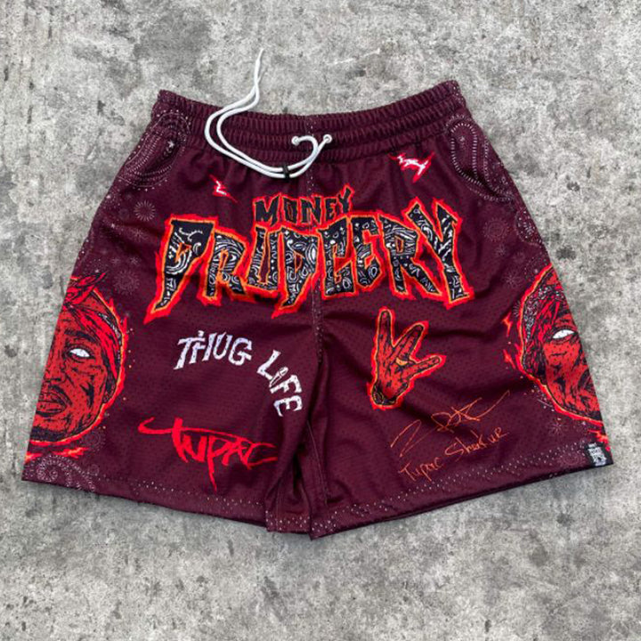 Street Rap Print Mesh Shorts