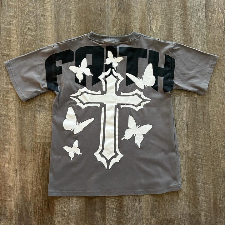 Faith Cross Print Short Sleeve T-Shirt