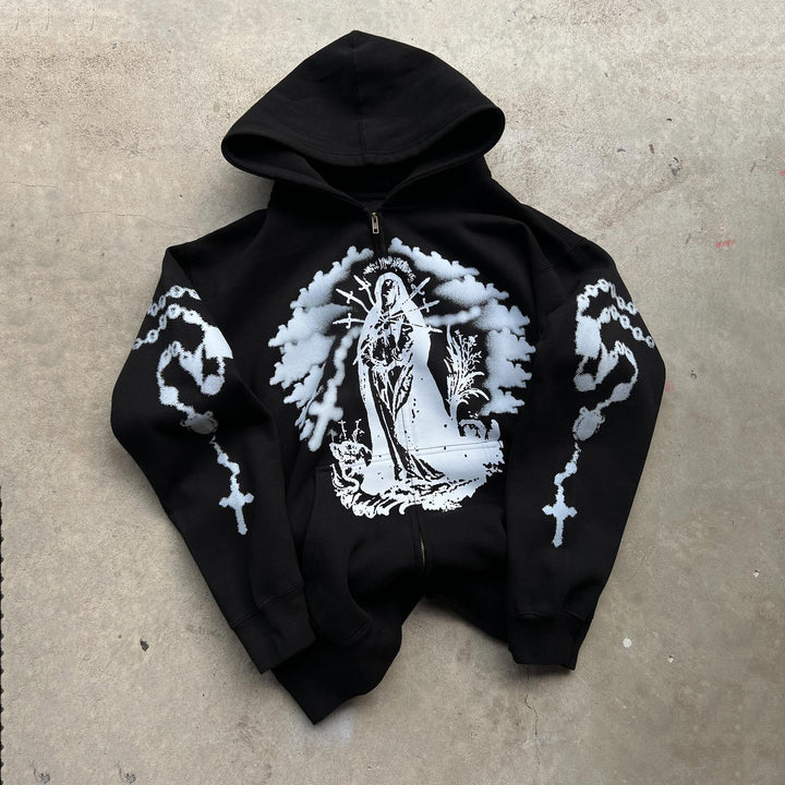 Saint Casual Streetwear Zip-Up Hoodie