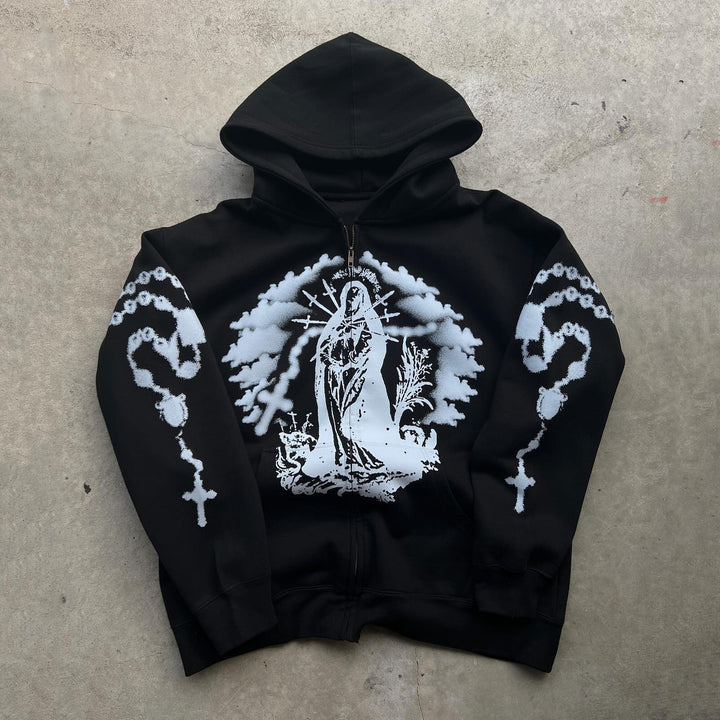 Saint Casual Streetwear Zip-Up Hoodie