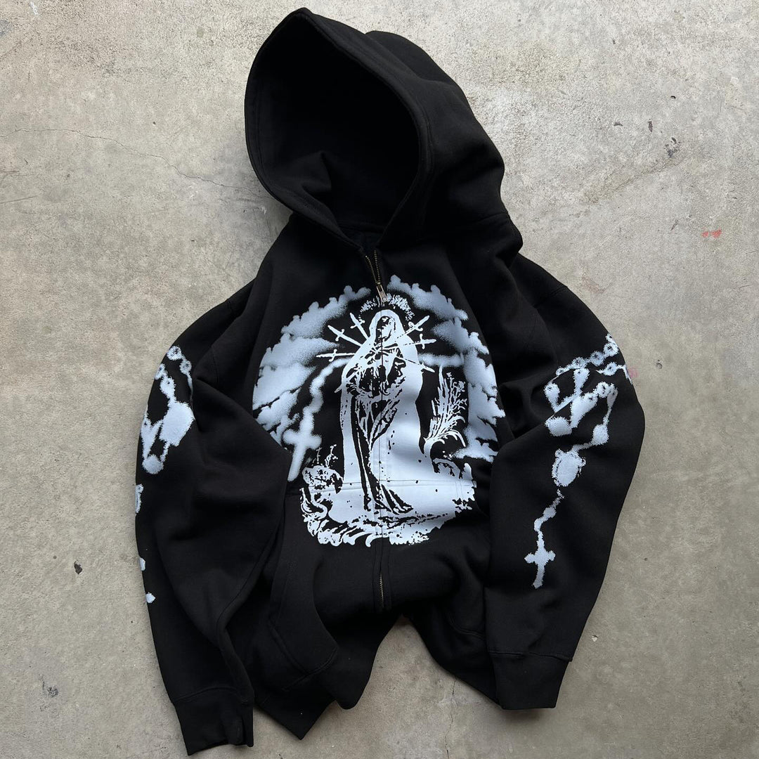 Saint Casual Streetwear Zip-Up Hoodie