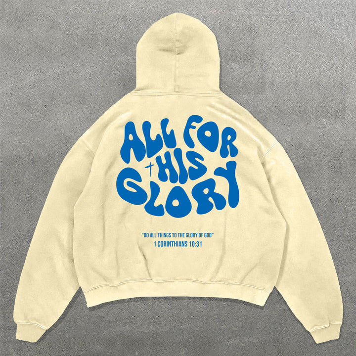 Casual All For His Glory Print Long Sleeve Hoodies