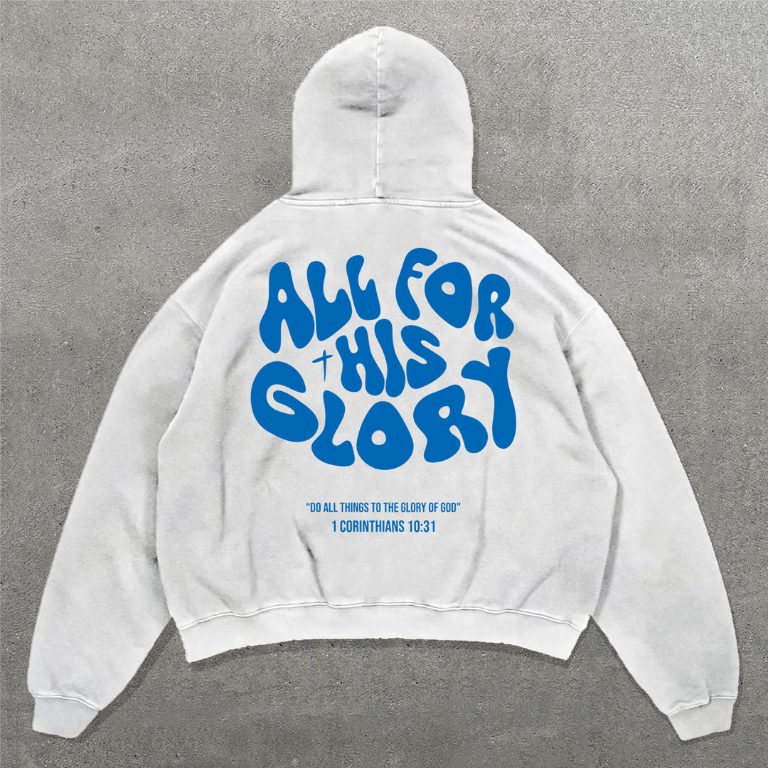 Casual All For His Glory Print Long Sleeve Hoodies