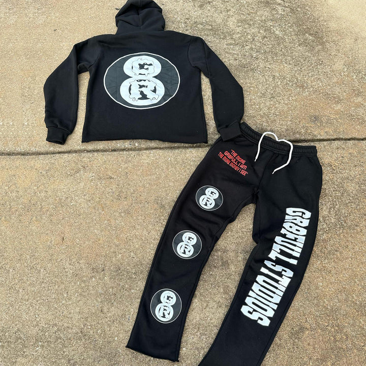 Jesus redemption print hoodie and pants two-piece set