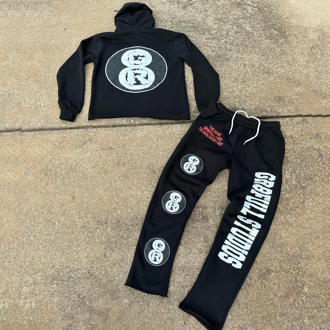 Jesus redemption print hoodie and pants two-piece set