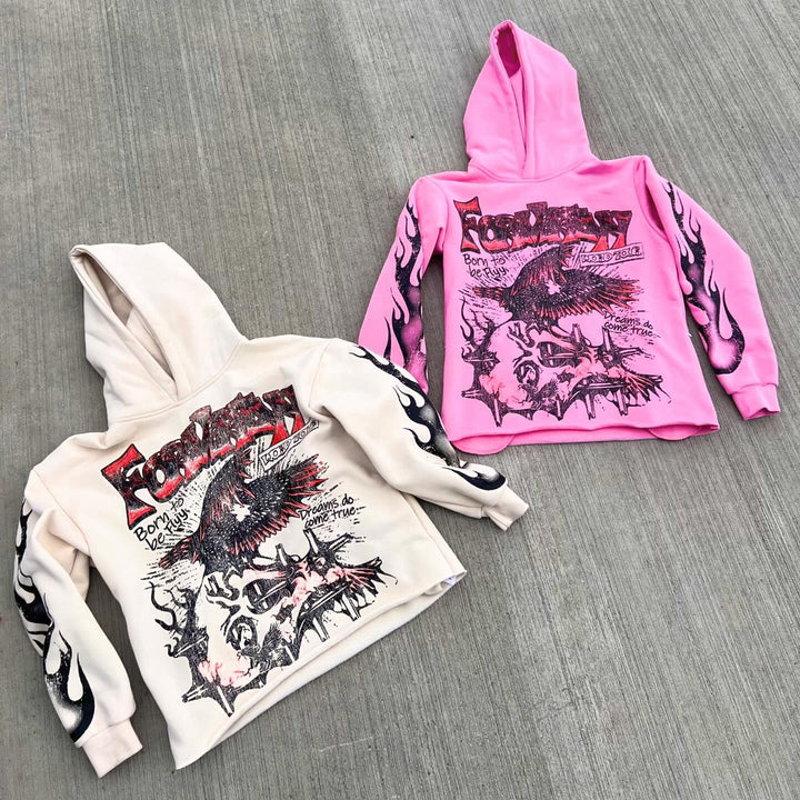 Casual street style retro print hoodie