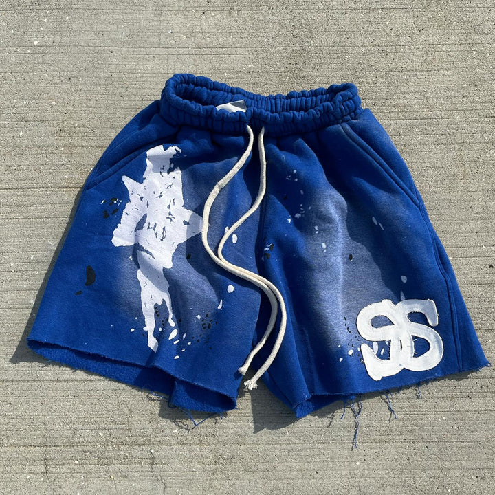 Personalized street ink-splashed print casual shorts