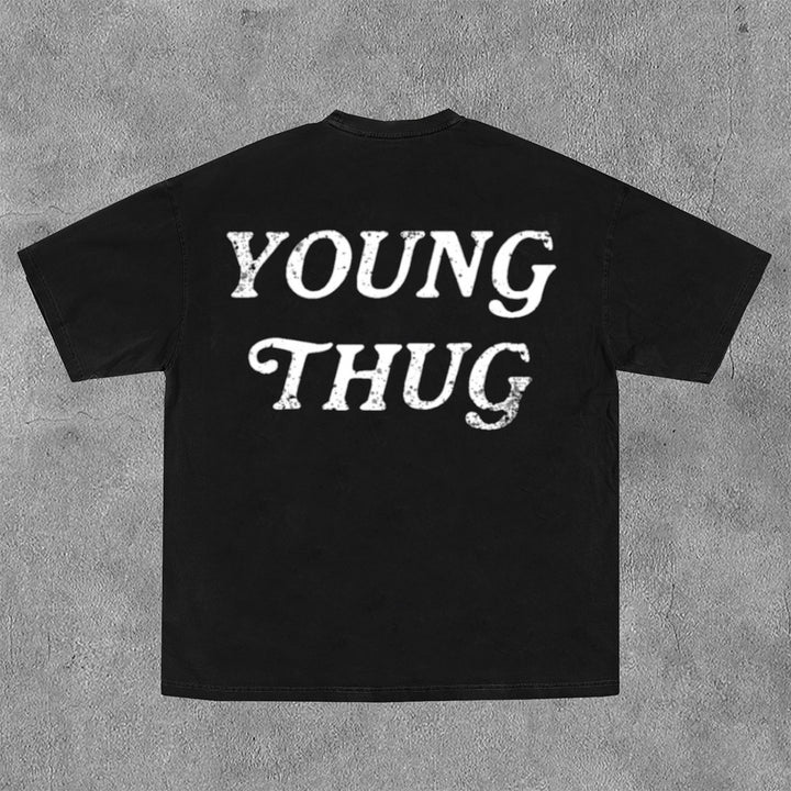 Young Thug Face Print Short Sleeve T-Shirt