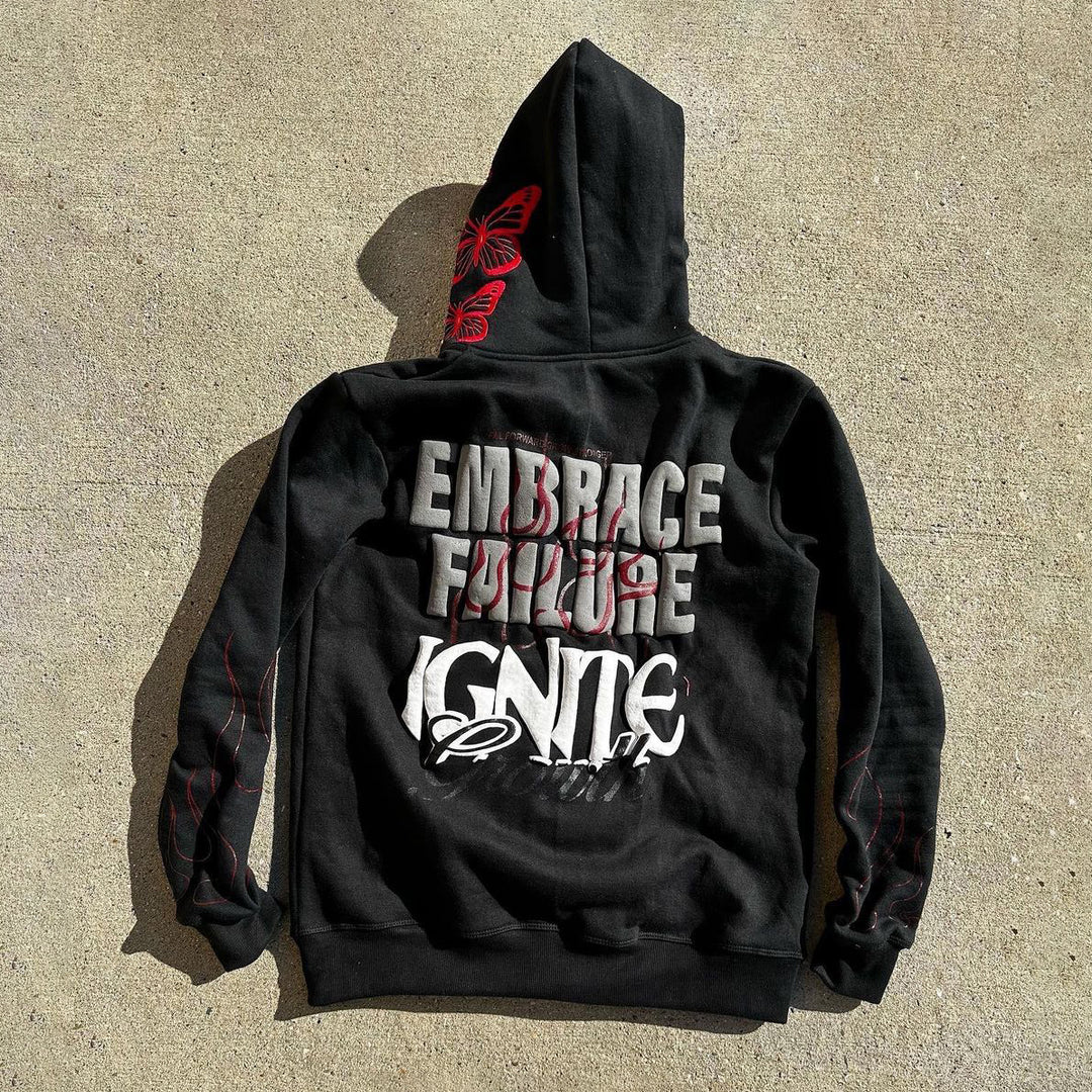 Retro hip hop hat zipper design hoodie