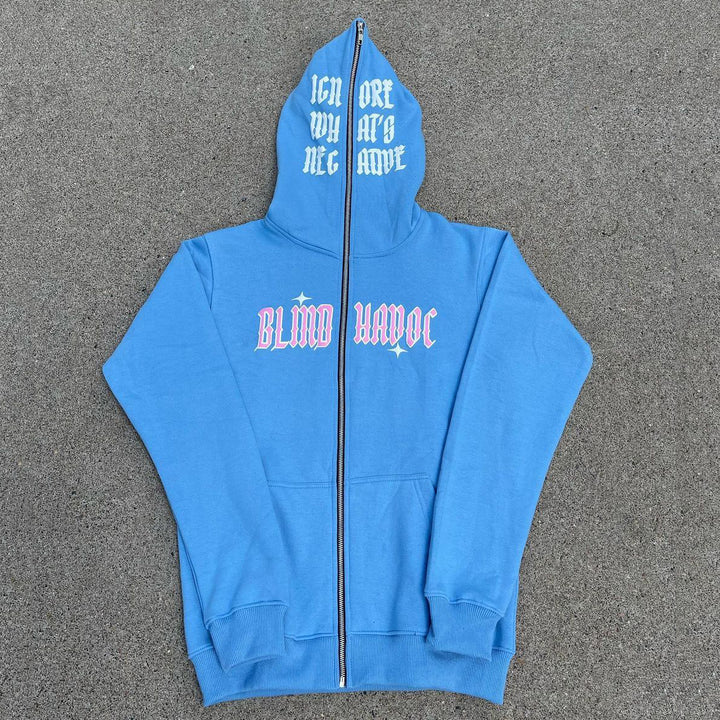 Blind Havoc Print Long Sleeve Full Zipper Hoodies