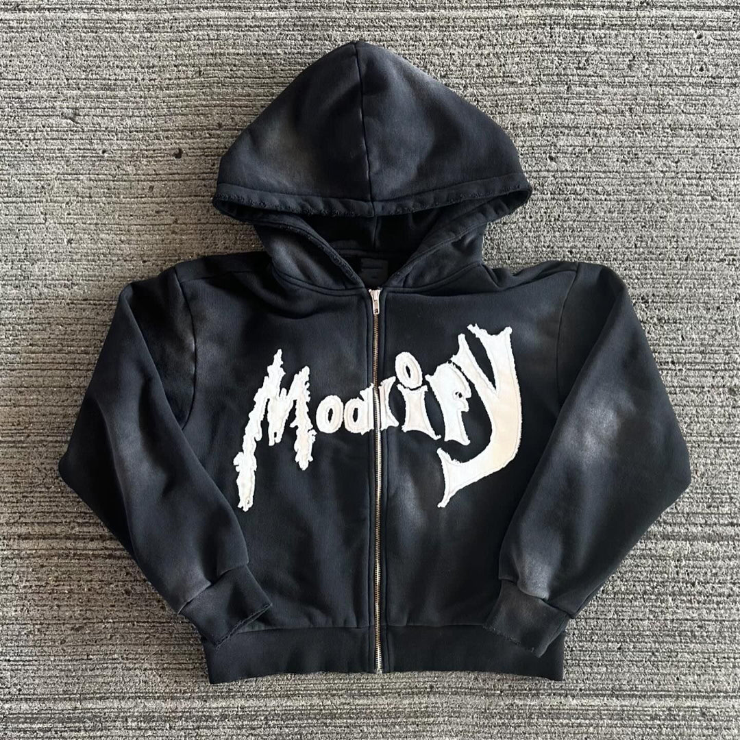 Casual Retro Street Zip Hoodie