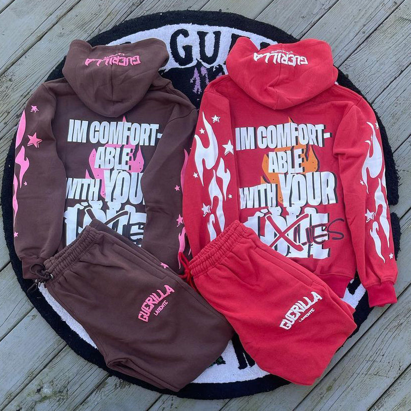 Guerilla Print Hoodie Sweatpants Two Piece Set