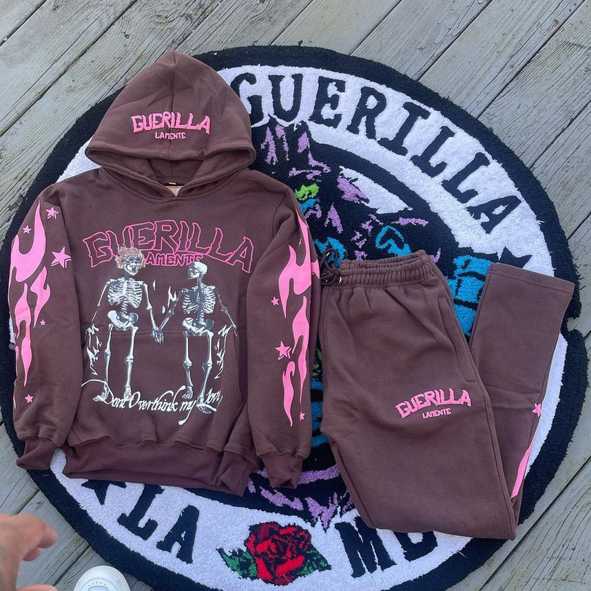 Guerilla Print Hoodie Sweatpants Two Piece Set