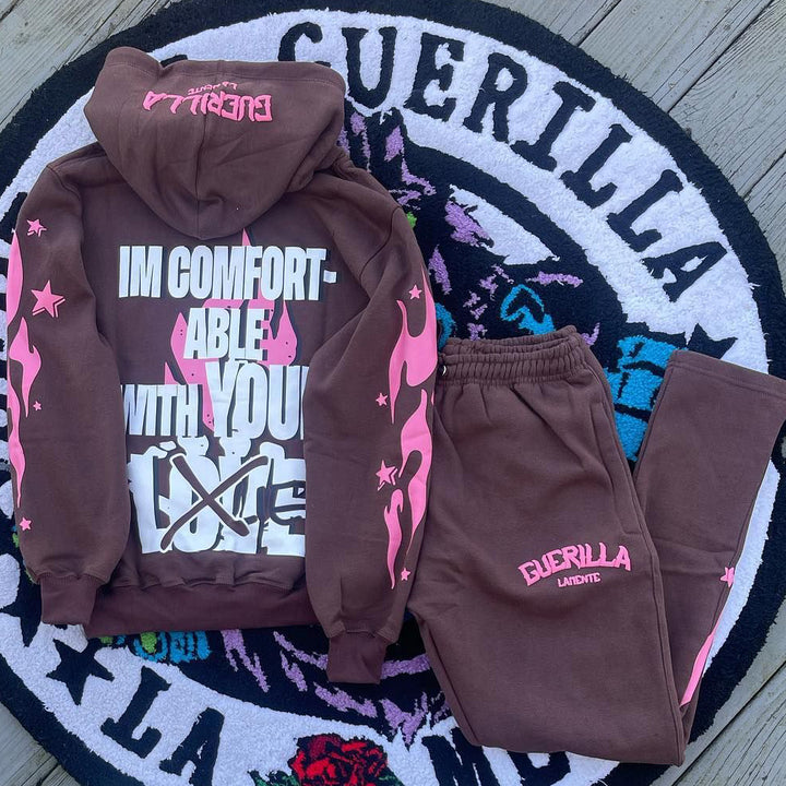 Guerilla Print Hoodie Sweatpants Two Piece Set