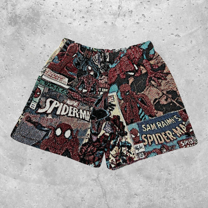 Retro anime print tapestry shorts