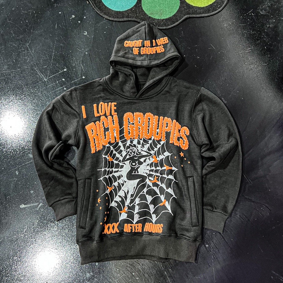 Rich Groupies Print Long Sleeve Hoodies