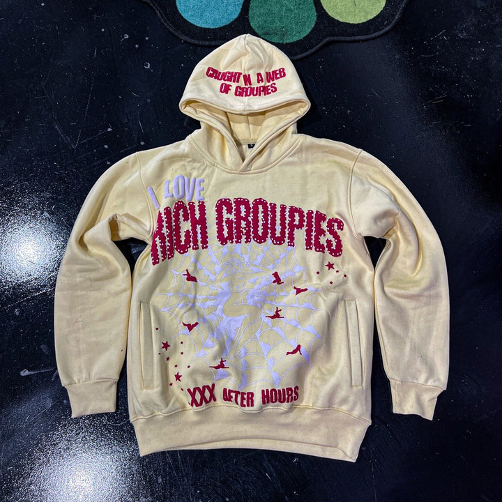 Rich Groupies Print Long Sleeve Hoodies