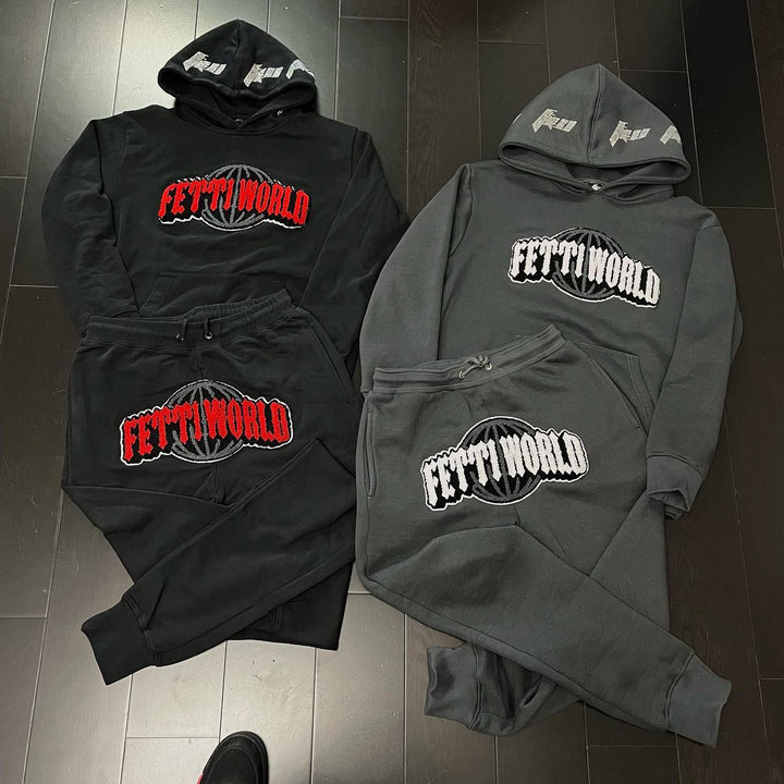 Fetti World Print Hoodie Sweatpants Two Piece Set