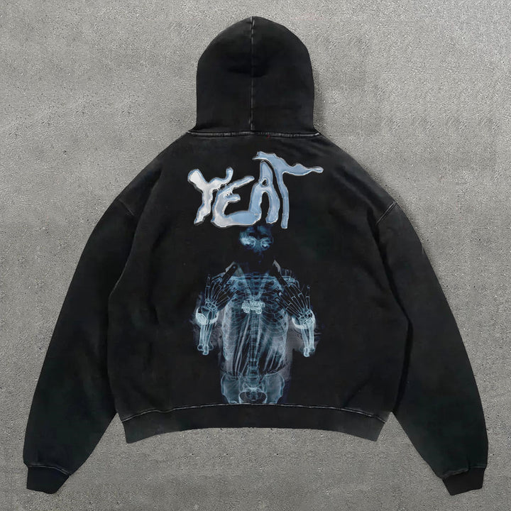 Yeat Black Print Long Sleeve Hoodies