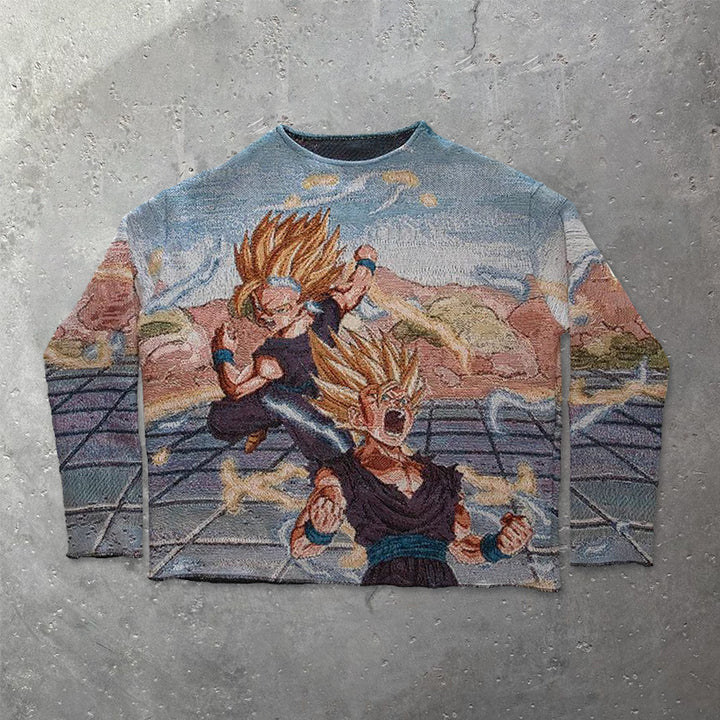 Cartoon Print Casual Tapestry Sweatshirt