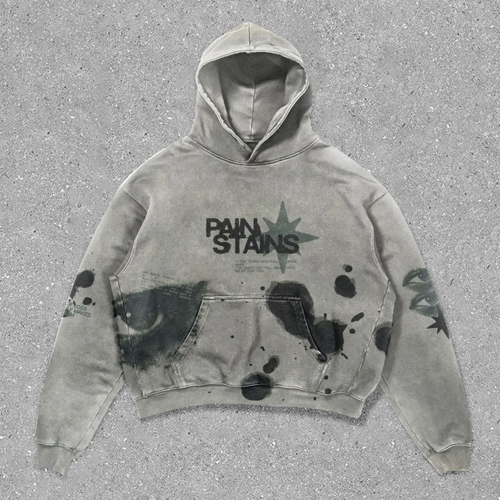 Stylish retro printed loose hoodie