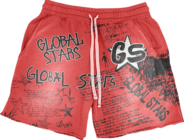 Graffiti print casual shorts