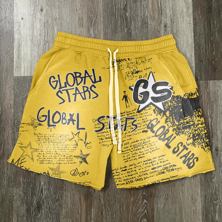 Graffiti print casual shorts