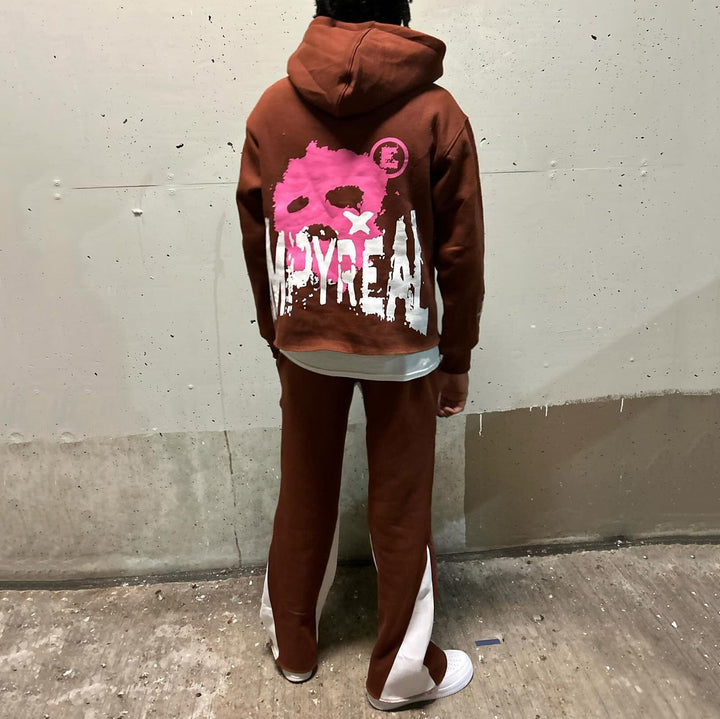 Casual Letter Print Hoodie Sweatpants Two Piece Set