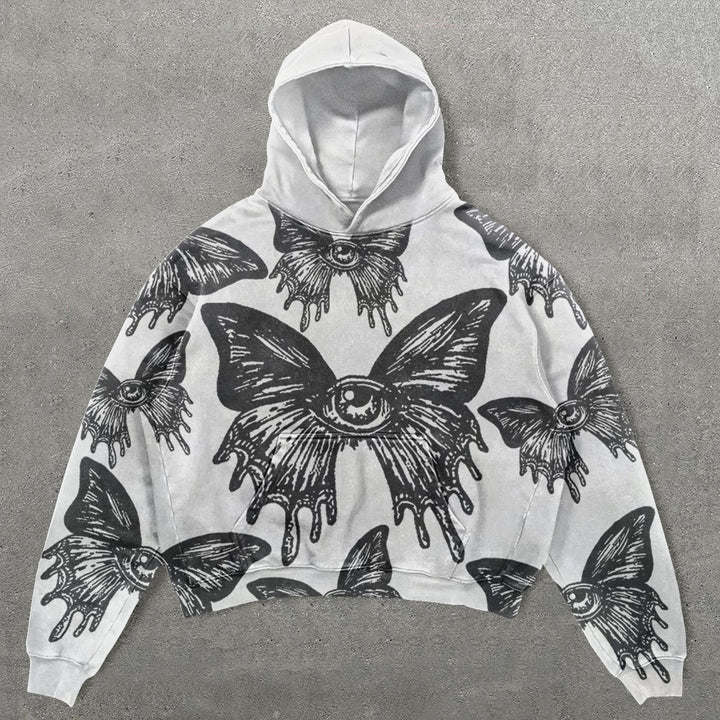 Butterflies Print Long Sleeve Hoodies