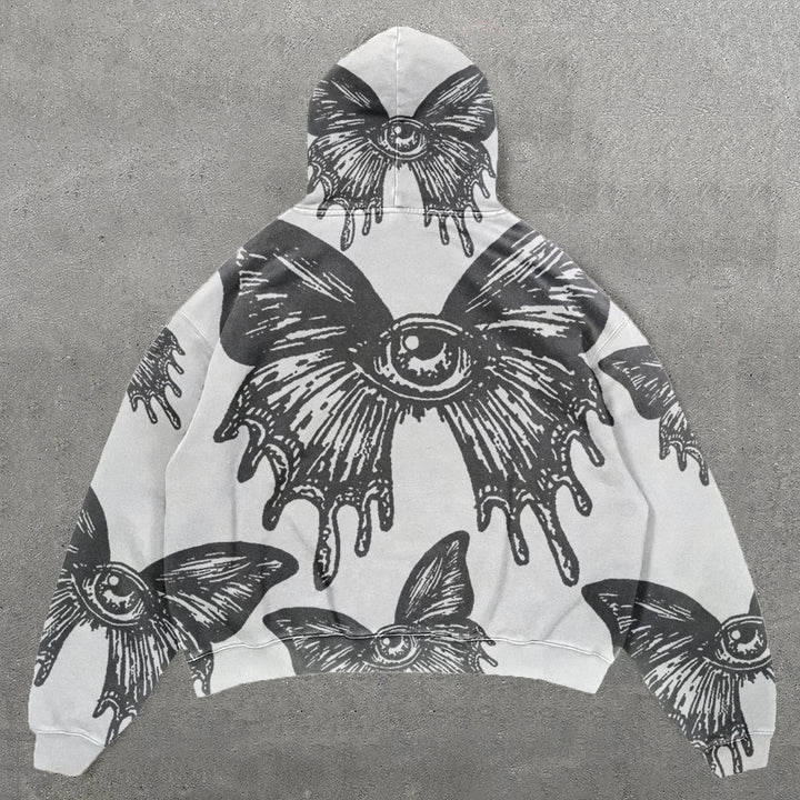 Butterflies Print Long Sleeve Hoodies