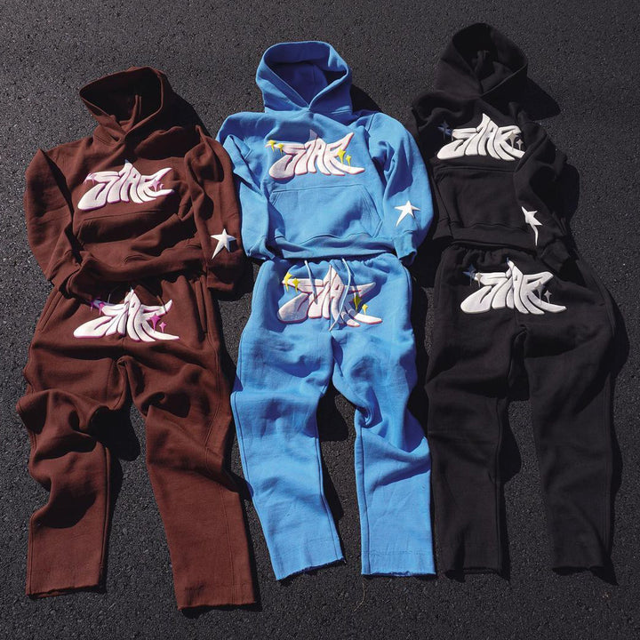 Print Hoodie Sweatpants Two Piece Set