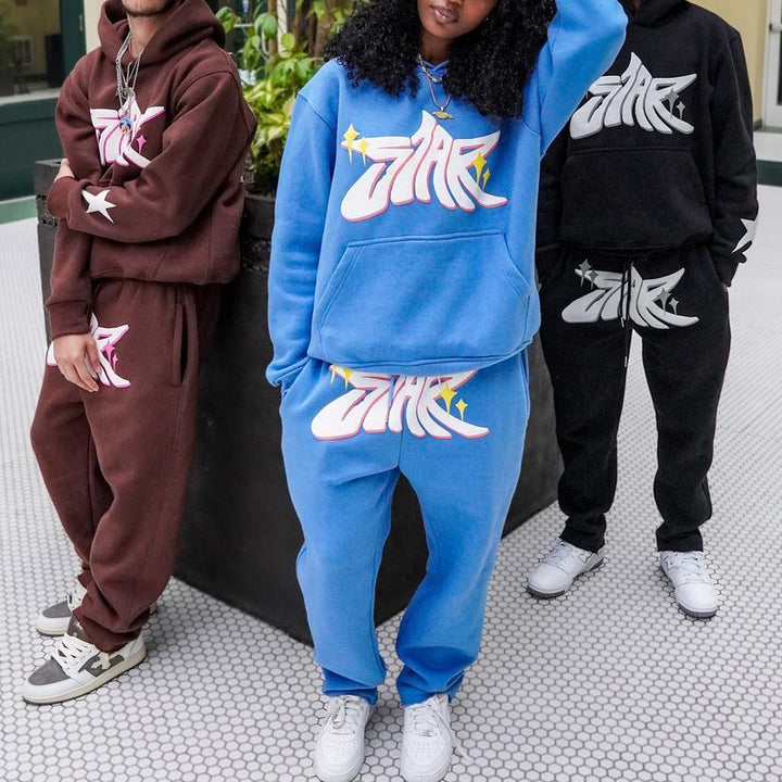 Print Hoodie Sweatpants Two Piece Set