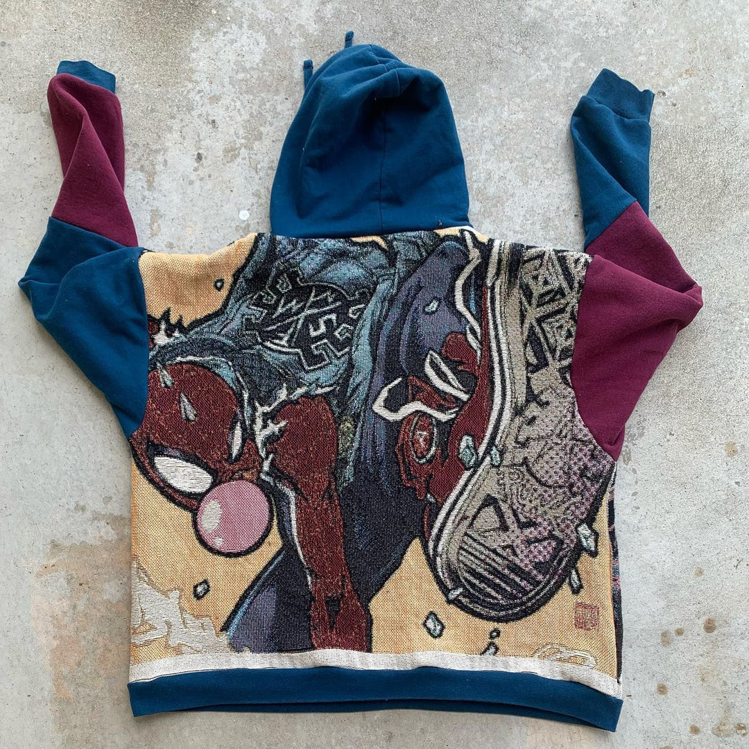 Spider Punk Print Long Sleeve Tapestry Hoodies