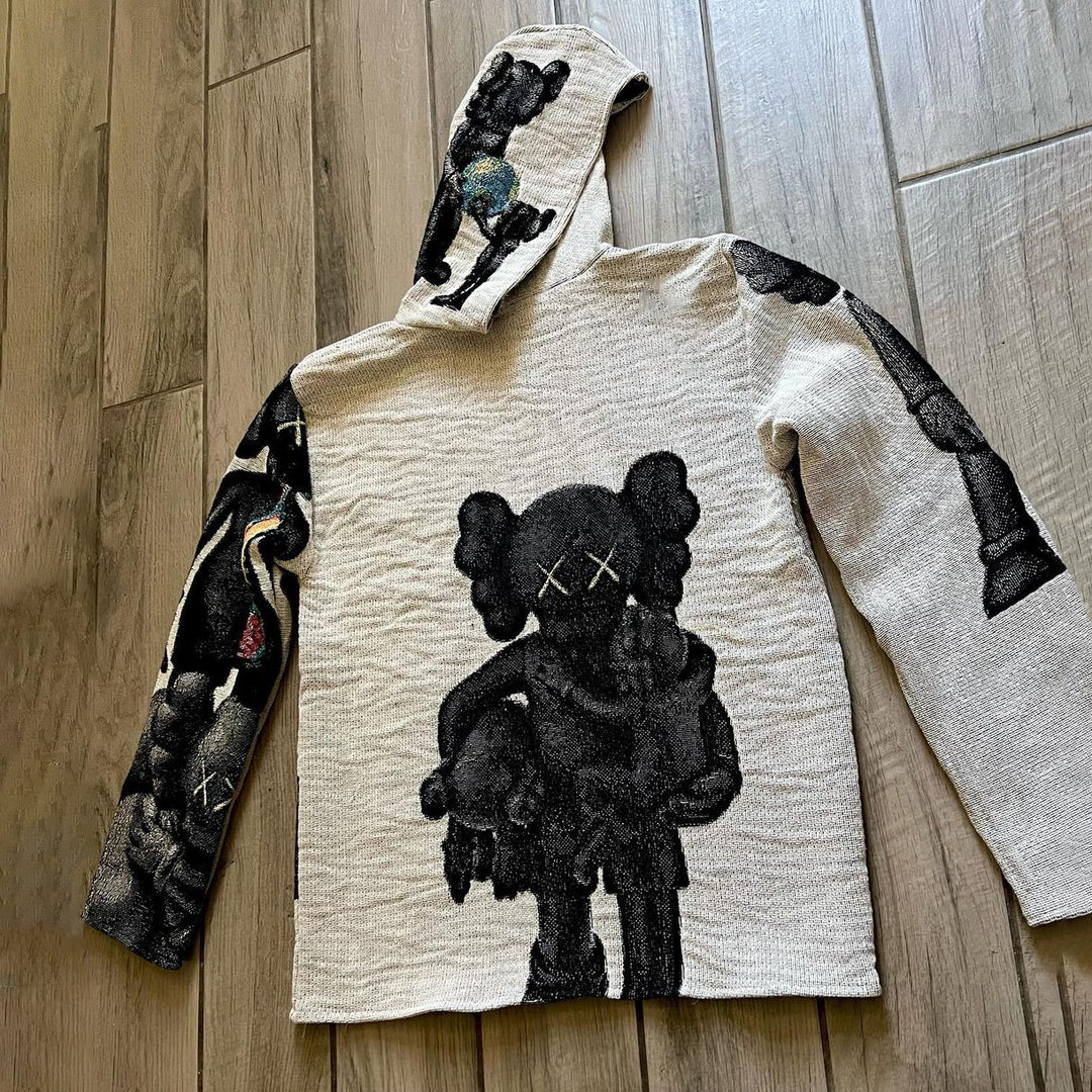 Retro Cartoon Pattern Casual Tapestry Hoodie