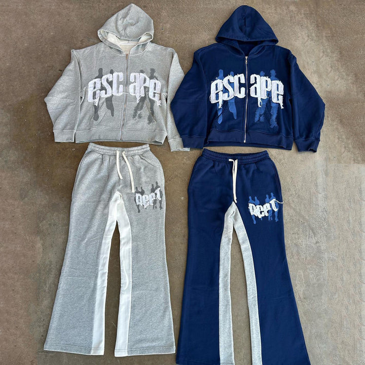 Escape Zipper Hoodie Sweatpants Two Piece Set