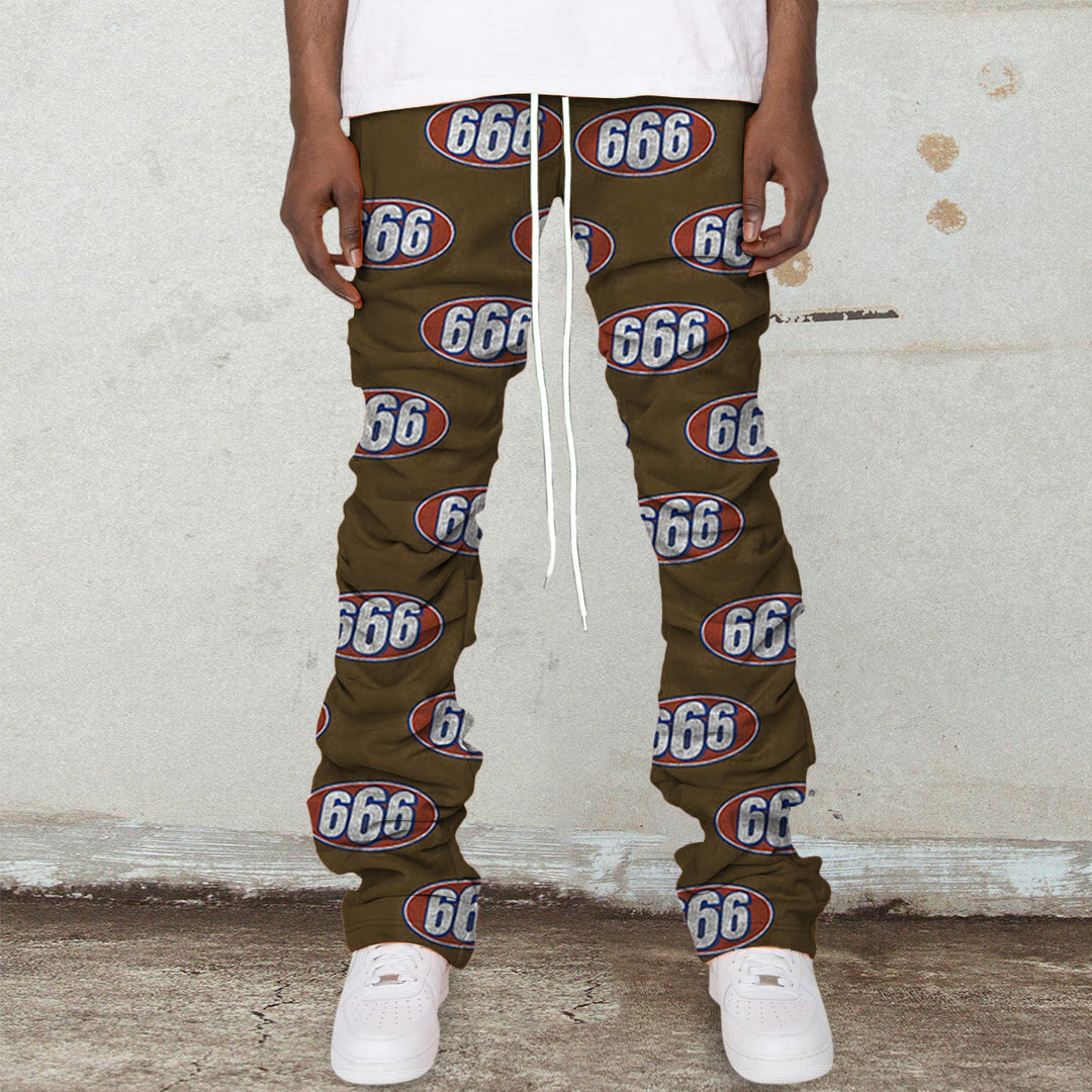 Trendy hip hop printed pile pants trousers