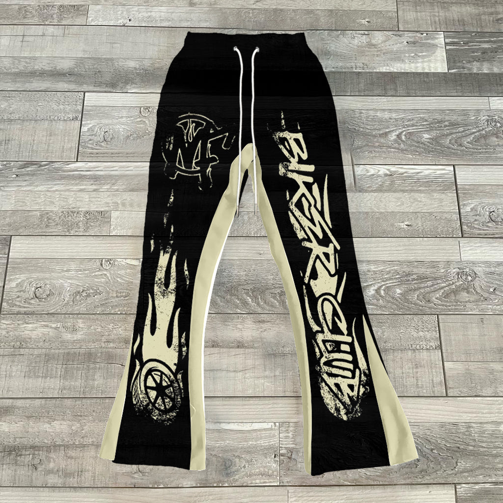 Fashionable and personalized street style color-block printed trousers