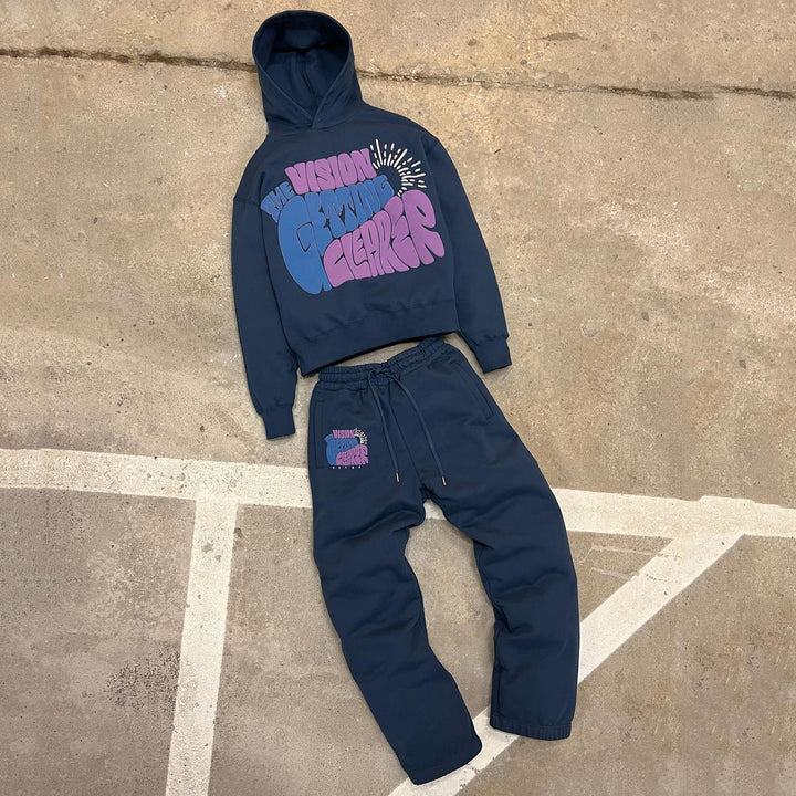 The Vision Getting Clearer Print Hoodie Sweatpants Two Piece Set