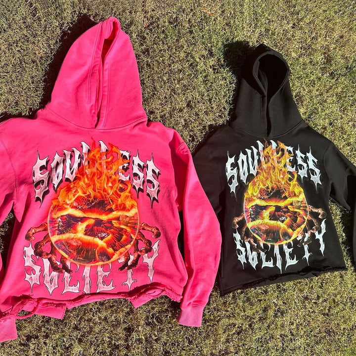 Soulless Society Print Long Sleeve Hoodies